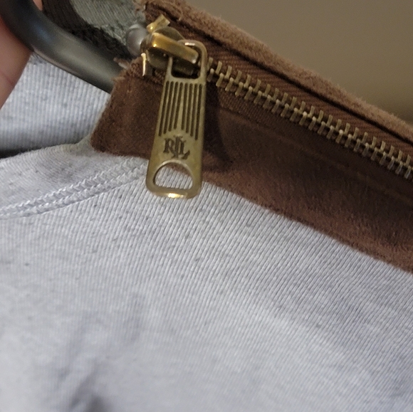 Lauren Ralph Lauren Womens Suede Elbow Patch Shirt with Zipper - Picture 4 of 5